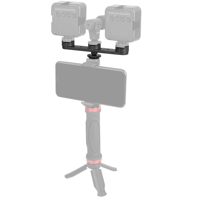 [AUSTRALIA] - ChromLives Cold Shoe Mount Triple Shoe Mount Extension Bar Hot Shoe Adapter Camera Bracket with 1/4 Screw for Tripod/Microphone/LED Light Compatible with Canon Sony Camera Triple Cold Shoe 