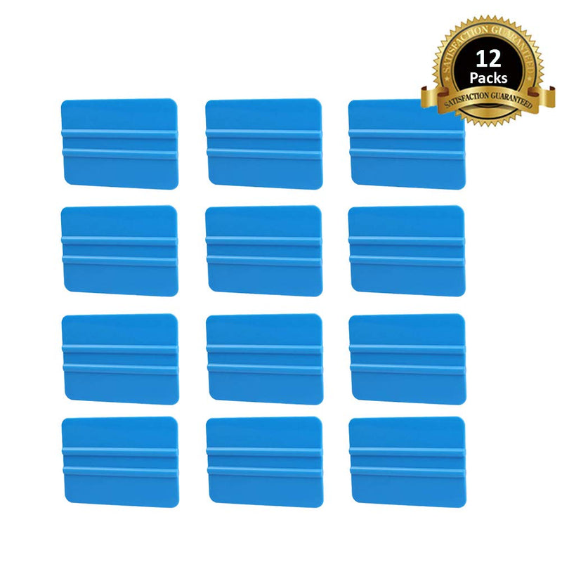 Lependor Blue Hand Applicator Squeegee, Decal Vinyl Wrap Handy Tool for Window Tint,Car Vinyl Wrap,Decal Sticker Wallpaper Installation - 12 Packs