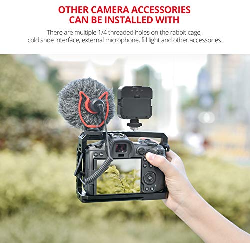 Aluminum Video Camera Cage Stabilizer for Canon EOS R5 R6 Multiple 1/4" 3/8" Screw Mount (Cage)