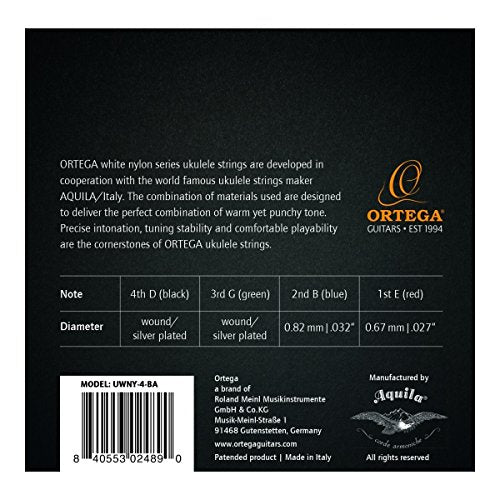 Ortega Guitars UWNY-4-BA Baritone Ukulele Strings Low D Tuning