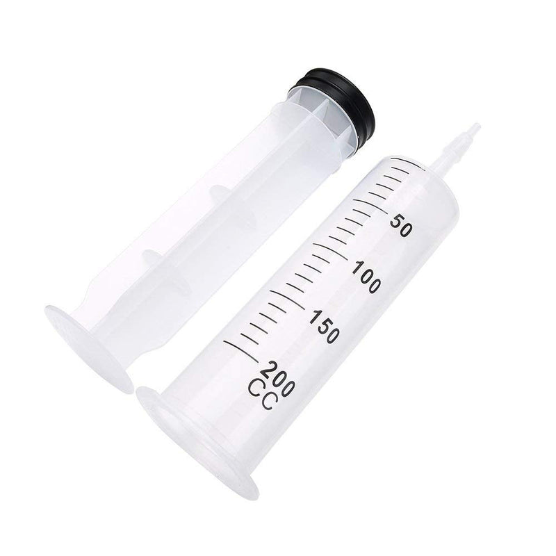 2 Pack 200ml Syringes with Tubes, Large Plastic Syringe with 27.6-Inch Hoses (Inner Diameter 6mm) for Scientific Labs, Watering, Refilling