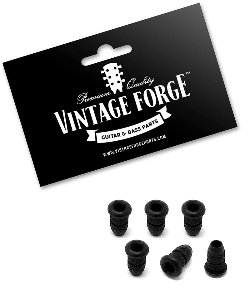 Vintage Forge Black Top Mount Loading String-Thru Body Mini Ferrules for Electric Guitar (Set of 6) SFM40-BLK