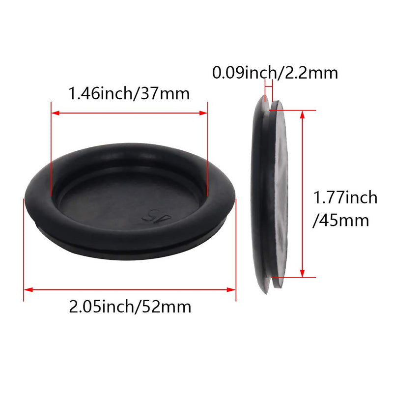 Bettomshin Rubber Grommet 20Pcs 45mm Mounting Dia Oil Resistant Armature Rubber Grommets for Wiring Cable Black