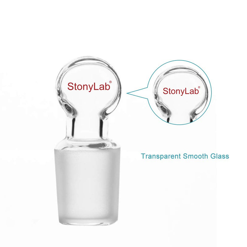 StonyLab Glass Penny Head Glass Hollow Stopper for 19/22 Outer Joint Glass, with Closed Bottom (5 Pack) 19/22 Joint