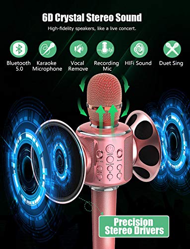 [AUSTRALIA] - Karaoke Wireless Microphone Bluetooth Speaker, Portable Professional Handheld Mic Singing Machine, Reverb/Duet,for Android & iOS Phone/PC and Meeting/KTV/Party/Gift 