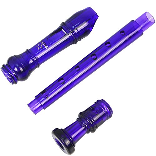 A-Star REC01PU Descant Soprano Plastic Recorder - Transparent Purple - Includes Protective Bag, Cleaning Rod