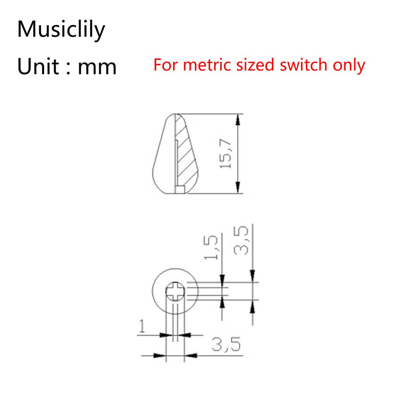 Musiclily Pro Metric Size Guitar 5-Way Switch Tips Stratocaster Switch Lever Knobs for Import Strat Style Electric Guitar, Aged White (Set of 2)