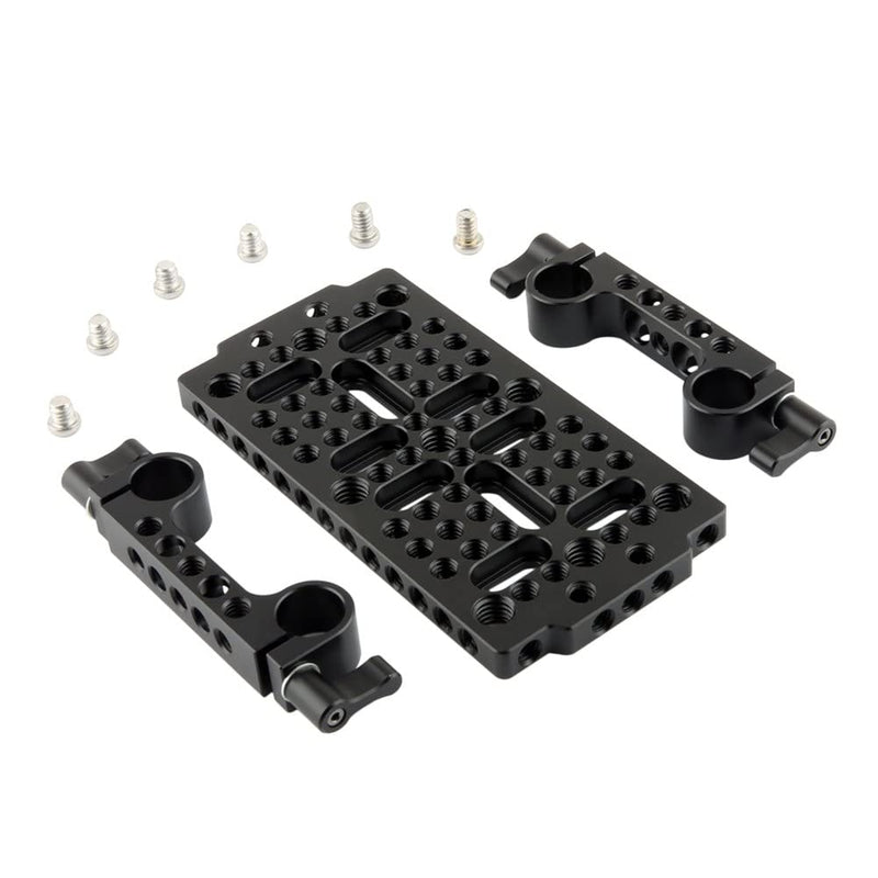 NICEYRIG Camera Cheese Plate Base Plate Tripod Mount with 15mm railblocks for DSLR Rail System