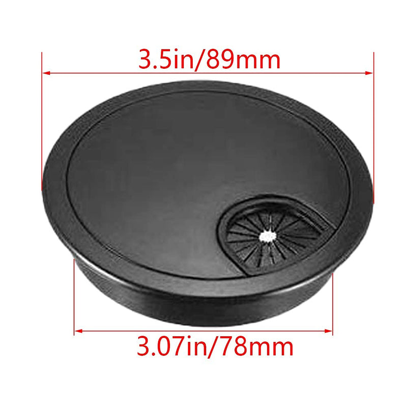 Yinpecly 2pcs Metal Desk Grommet for Wire Organizer Fits 3.15"/80mm Hole Cable Grommet Desk Hole Cover Matt Black for Office Computer Table Wire Cord Cable Managing&Hiding fit 80mm dia hole