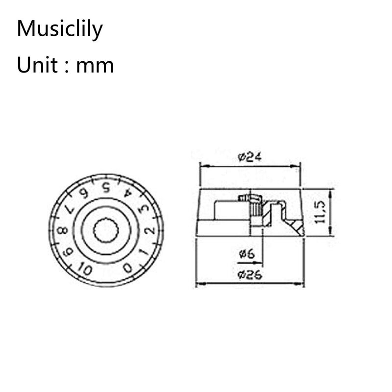 Musiclily Pro Metric Size 18 Splines Guitar Speed Control Knobs for Epiphone Les Paul SG Style, Transparent (Set of 4)