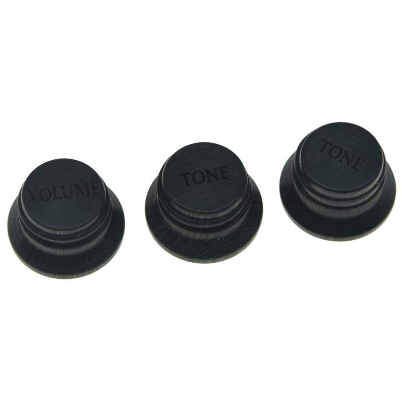 KAISH Black Hard Wood Knobs LP/Strat Style Volume Tone Top Hat Wooden Knobs Bell Knob for Metric 5.8mm Shaft Pots 1*Volume 2*Tone