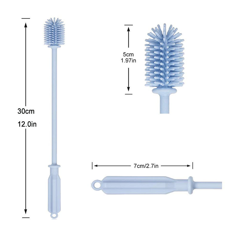 ReHaffe Silicone Bottle Brush, Silicone Bottle Cleaner,12.5" Silicone Bottle Cleaning Brush for Narrow Neck Bottles,Hydro Flask, Vacuum Bottle, Glassware Blue 12.5"