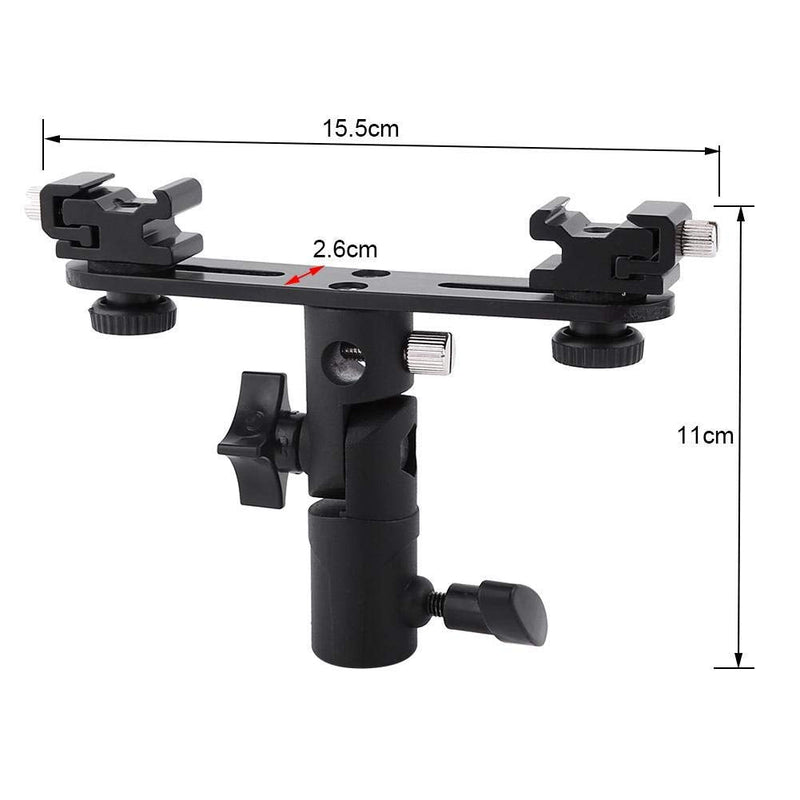 Diyeeni Camera Flash Brackets, Speedlight Mount Dual Hot Shoe Speedlight Stand, 1/4" to 3/8'' Umbrella Holder Light Stand Bracket for Photo Video Photography