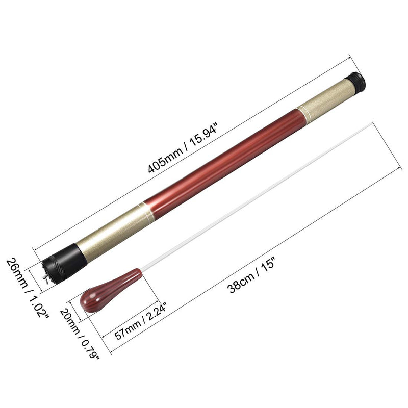 uxcell Music Conductor Baton Orchestra Baton 38cm/15inch Length Red Resin Handle Music Conducting Baton with Baton Case