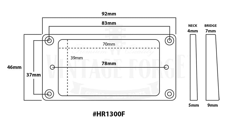 [AUSTRALIA] - Vintage Forge Black Flat Bottom Humbucker Pickup Mounting Ring Set (Bridge & Neck) compatible with Epiphone Guitars HR1300F-BLK 