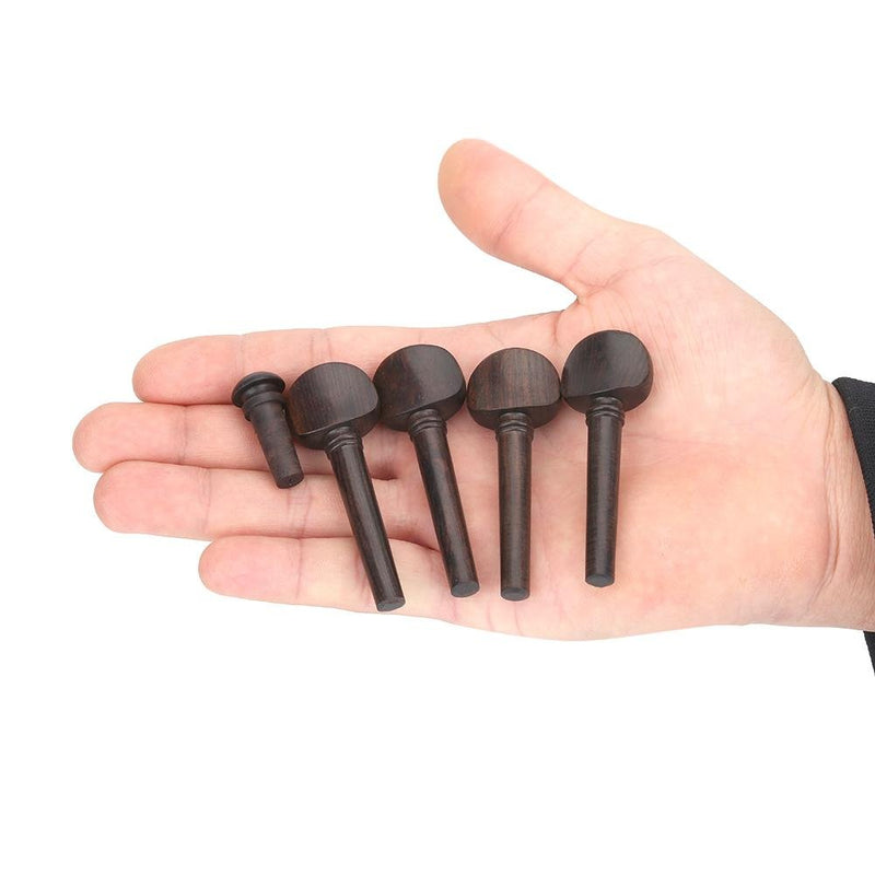 Vbest life Violin Tuning Pegs, Ebony Tuning Pegs with Endpin Set Replacement Parts for 4/4 Violins Musical Instruments