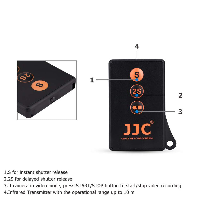 JJC Infrared Wireless Camera Shutter Remote Control Commander With Vlog Video Start Stop Function for Sony A6600 A6500 A6400 A6300 A6000 A1 A7III II A7 A7SIII II A7S A7RIV III II A7R A9 II NEX-6 NEX-7