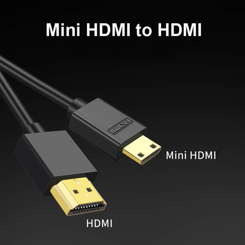Seadream Mini HDMI to HDMI Cable,High Speed 4K 60Hz Ultra-Thin HDMI Male to Mini HDMI Male Support 4K Ultra HD, 1080p, 3D,for Projector, Monitor, Camcorder(HDMI 2.0) (Black 1Feet) Black 1Feet