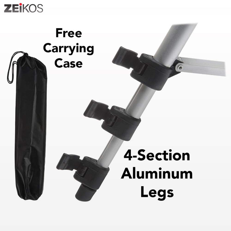 Zeikos 50" Inch Aluminum Camera Tripod, Lightweight with Bubble Level Indicator + Free MiracleFiber Microfiber Cleaning Cloth and Carrying Bag 50-Inch