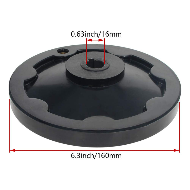 Bettomshin 1Pcs 6.30inch Anti-Slip Lathe Back Ripple Handwheel Black Balelite w Revolving Handle Center Hole Diameter 16mm/0.63inch for Milling Machine Lathes Grinders Black
