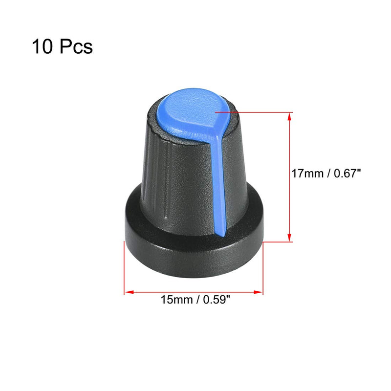 sourcing map 10Pcs 6mm Shaft Hole Knob for Speaker Effect Pedal Amplifier Potentiometer Knob Blue Mark