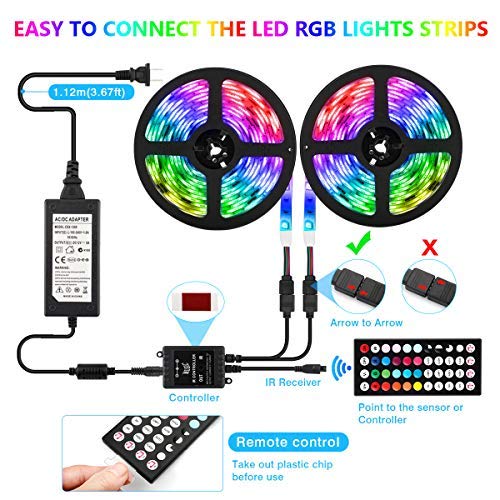 [AUSTRALIA] - RGB Led Strip Lights, LaluceNatz 32.8ft IP 65 Waterproof Color Changing Lights Music Sync SMD 5050 LED Tape Light with 12V Power Supply, 44 Keys Remote for Home, Bedroom, Festivals, Party Lighting 