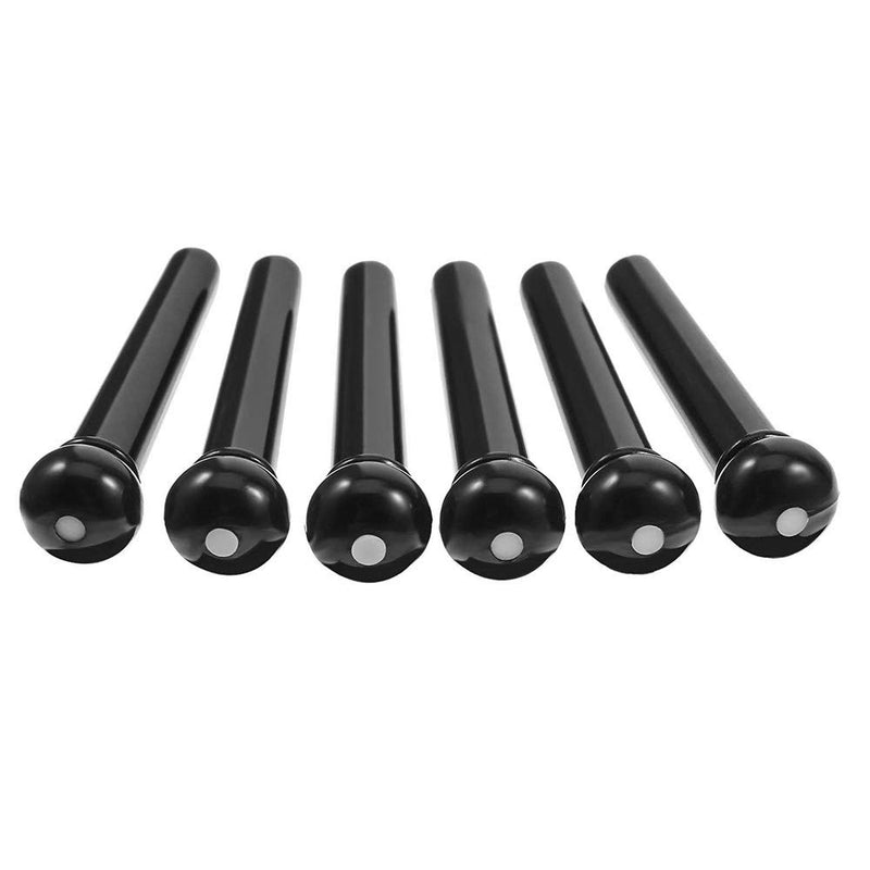 Acoustic Guitar Plastic Bridge Pins Pegs-6pcs with 1pc Bridge Pin Puller Remover，Black Black