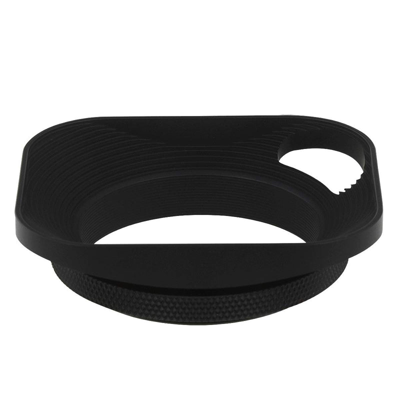 Haoge LH-E2P 49mm Square Metal Screw-in Lens Hood Hollow Out Designed with Cap for Leica Rangefinder Camera with 49mm E49 Filter Thread Lens Black