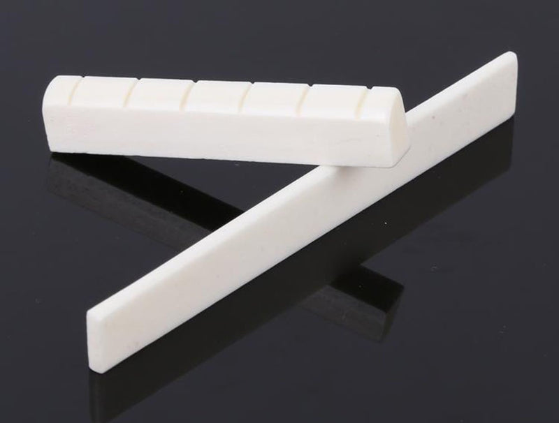 MINGZE 6 String Acoustic Classical Guitar Bone Bridge Saddle and Nut Made of Real Bone (For Classic) For Classic