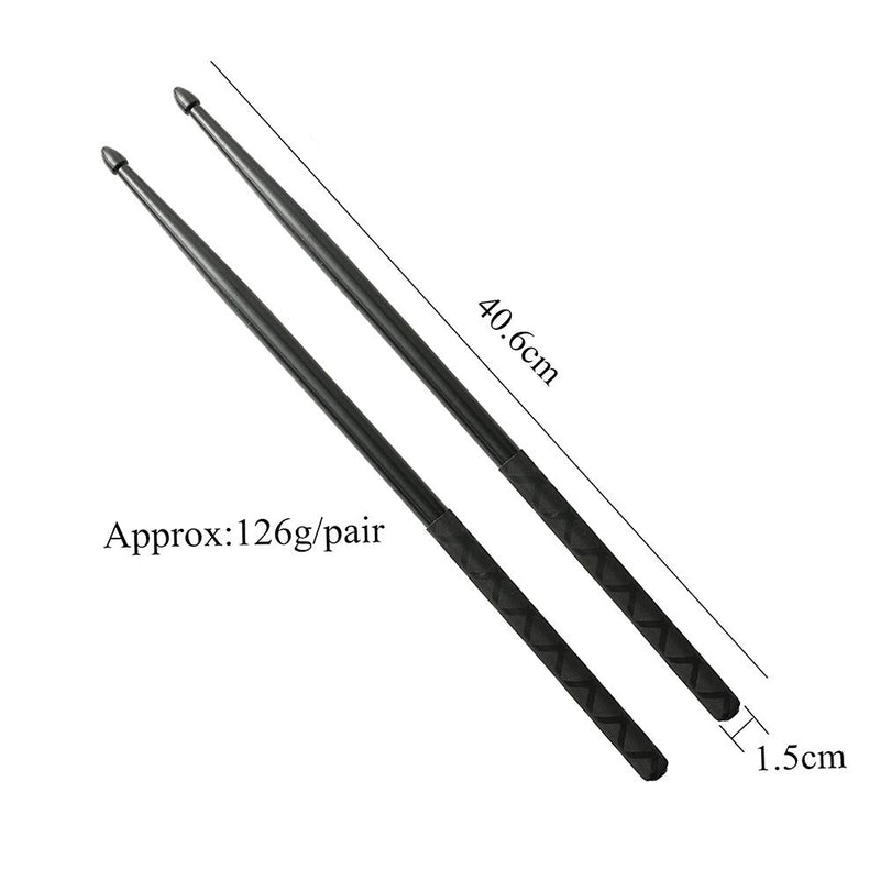 Nylon Drumsticks for Drum Set 5A Light Durable Plastic Exercise ANTI-SLIP Handles Drum Sticks for Kids Adults Musical Instrument Percussion Accessories (Black) Black