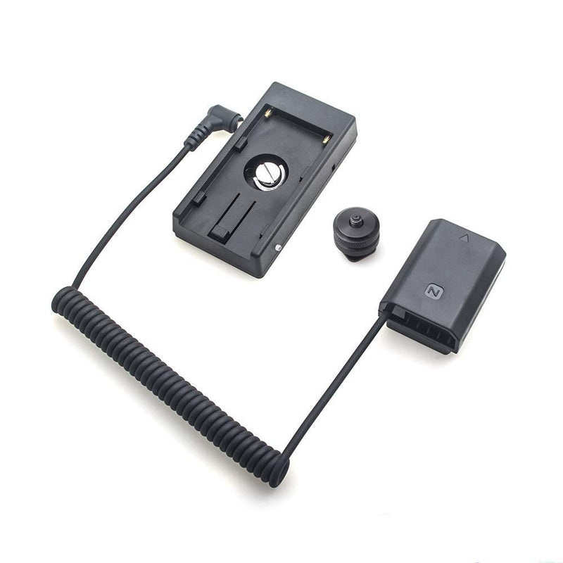 Foto4easy NP-F970 to LP-E6 Dummy Battery Power Adapter Mount Plate with Hot Shoe for Canon EOS 5D2 5D3 5D4 6D 6D2 7D 7D2 60D 70D 80D DSLR Camera and Sony NP-F NP-F970 F960 F770 Battery