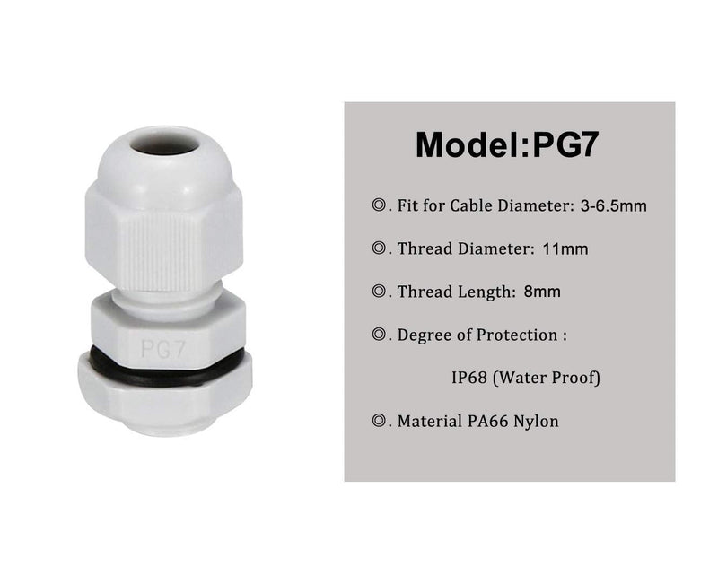 YXQ PG7 Gland Joints Gasket for 3-6.5mm Adjustable Waterproof Lock Nut Connector Cable White Gery Plastic(24-Piece)