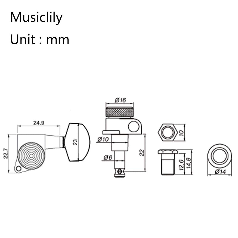 Musiclily Ultra 3L3R 19:1 Ratio Guitar Locking Tuners Tuning Pegs Keys Machines Heads Set Compatible with Les Paul Style Electric or Acoustic Guitar, Gold