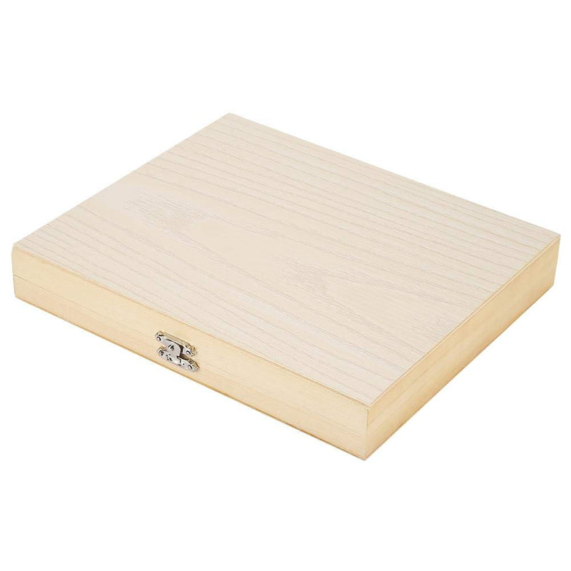 Wooden Box with Lock Storage for Lab Glass Prepared Microscope Slides Storing Tool 22.8x18.8x3.5cm / 9x7.4x1.4in for Educational Use