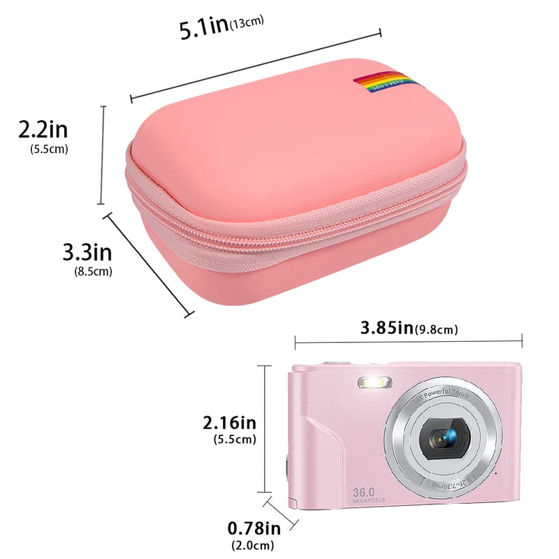 Leayjeen Digital Camera Case Compatible with Lecran/Besungo and Many More Compact Portable Mini Digital Video&Photography Camera for Students, Teens, Kids (Case Only) Pink