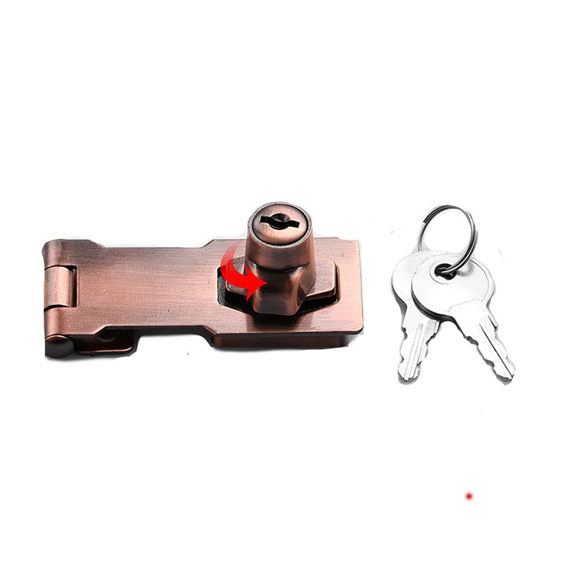 1pcs Zinc Alloy Hasp Latch Locks, 2.5 Inches, with 2 Keyed Hasp Latches Locking Knob, Drawer Lock Filing Cabinet Lock Closet Lock, Safety Hasp Lock, Bright Silver