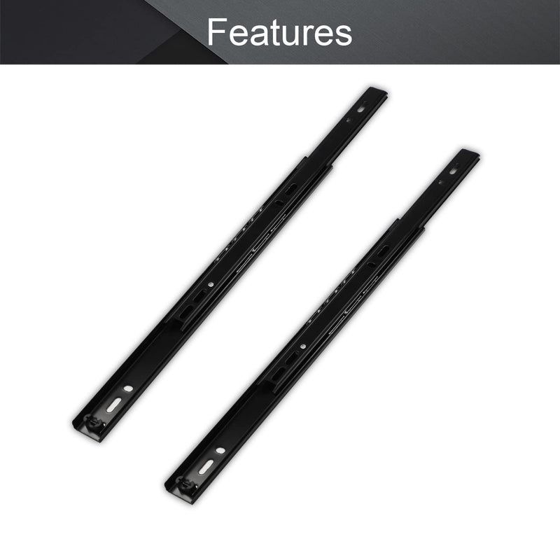 MroMax 12Inch Cold Rolled Steel Drawer Slides, 2 Fold Ball Bearing Slide Track Rail 2 Sections Steel Heavy Runners Ball 27mm Wide 55lbs Capacity Black 1 Pair 1 Pairs