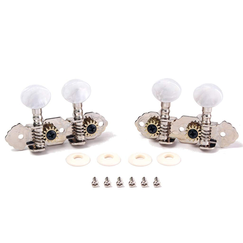 Alnicov Tuning Pegs Machine Heads 2R2L Tuners For Ukulele 4 String Guitar,Chrome