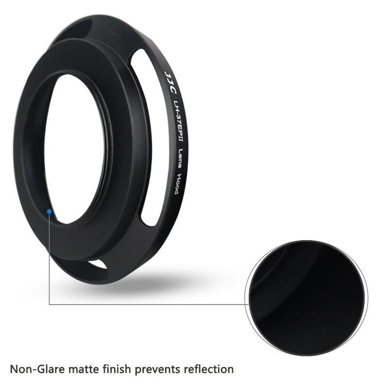 JJC 37mm Screw in Lens Hood Shade for Olympus M.Zuiko Digital ED 14-42mm EZ Lens Used on OM-D E-M10 III/E-M10 II,etc & Panasonic Lumix G Vario 12-32mm ASPH Lens on DMC-GX85/DMC-GX850,etc - Black