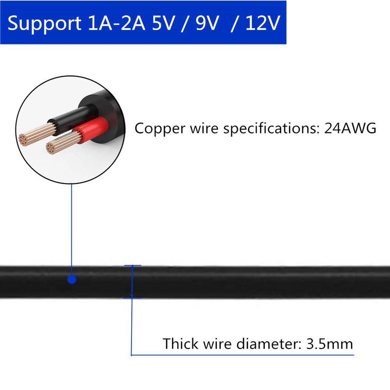 Zruizyan 2 pieces 5V USB to DC 5V power cable - USB A 2.5 mm/5.5 mm adapter cable 1m / 3ft black