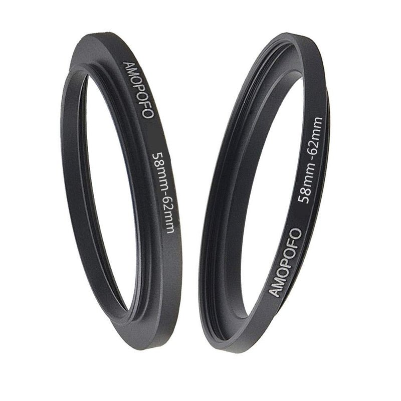 58-62mm Metal Ring/58mm to 62mm Step-Up Ring for Filters,Made of CNC Machined Space Aluminum with Matte Black Electroplated Finish,Compatible with All 58mm Camera Lenses & 62mm Accessories 58 to 62mm Step Up Ring Adapter