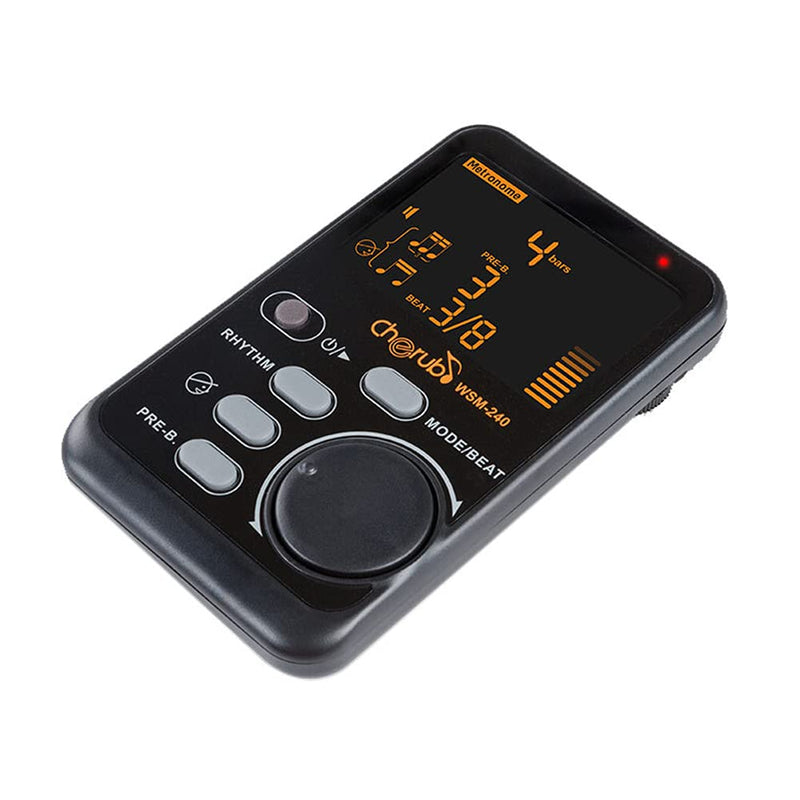Cherub WSM-240 Portable Digital Metronome Tone Generator for Piano, Guitar, Violin, Ukulele, Drum, Mandolin, Banjo (Black) Black