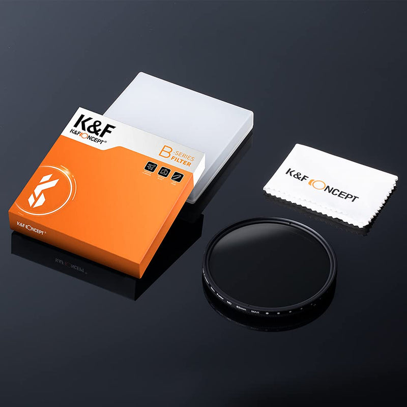 K&F Concept 82mm Variable ND Filter Ultra Slim Fader Variable Neutral Density ND2-ND400 Optical Glass with Lens Cleaning Cloth