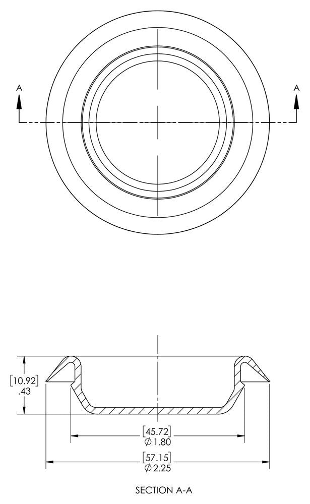 [AUSTRALIA] - Caplugs 99394384 Plastic Button Plug with Recessed Type Heads. BP-1 3/4-5, PE-LD, Hole Size 1.70-1.78" Metal Thickness .02-.16", Black (Pack of 80) 