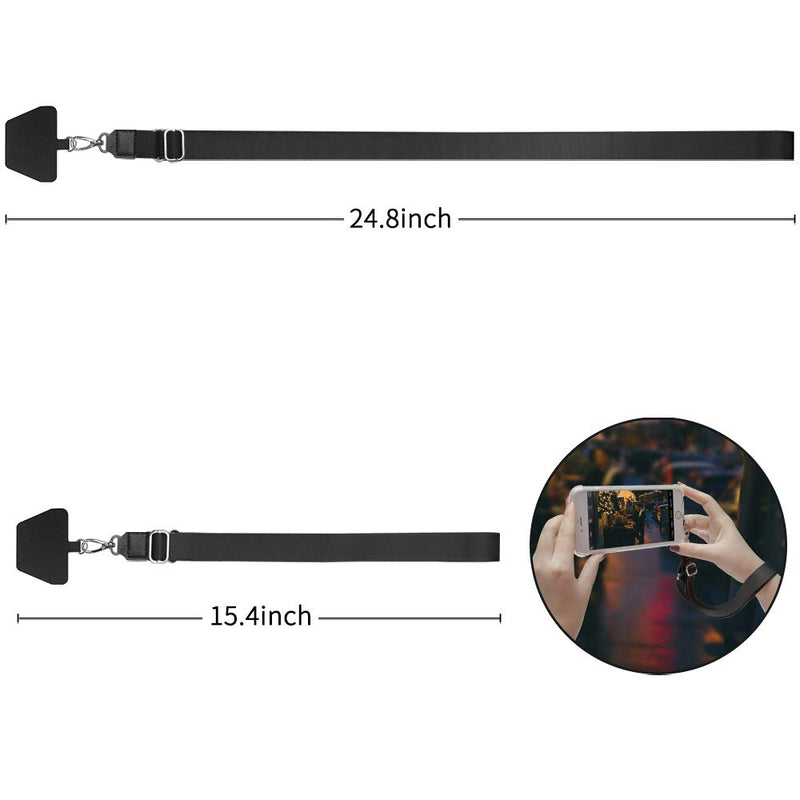 Doormoon Phone Lanyard, Universal Adjustable Neck Straps for Phone Case Keys ID Badges Compatible with iPhone, Samsung, Motorola, LG & Most Smartphones, 2 Pack,Black Black Black x 2