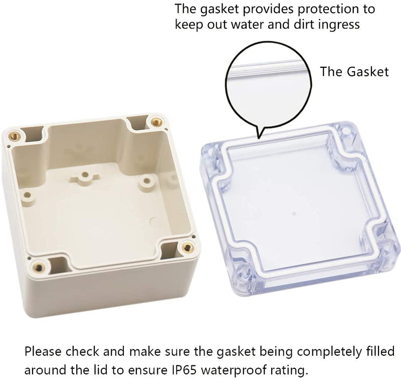 Heyiarbeit ABS Plastic Junction Box Dustproof Waterproof IP65 Electrical Enclosure Box Universal Project Enclosure Grey with PC Transparent Clear Cover 3.27" x 3.2" x 2.21" (83x81x56mm)