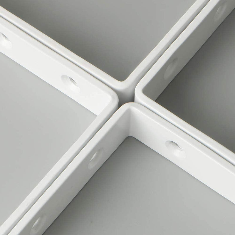 Alise 4 Pcs Shelf Bracket Stainless Steel Brackets Heavy Duty Corner Brace Support Fastener Wall Hanging 5X5 Inch,JM125W-4P White Finish 125x125mm