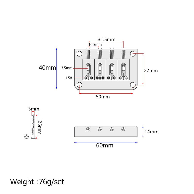 Alnicov 4 String Vintage ukulele bridge for cigar box Guitar Ukulele red cooper Guitar Parts and Accessories
