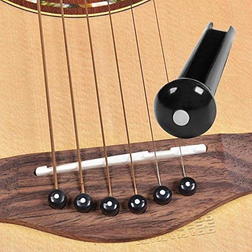 Simtyso 6pcs Black Acoustic Guitar ABS Plastic Bridge Pins