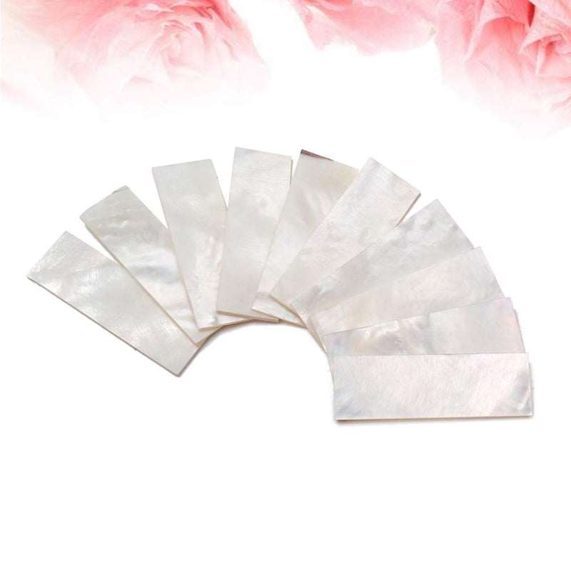 SUPVOX 10pcs Inlay Material White Mother of Pearl Shell Blanks Sheet Rectangle Inlay Material for Guitar